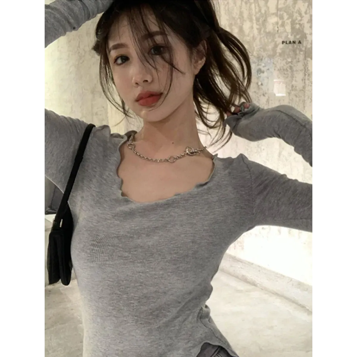 Gothic Irregular Hem Long Sleeve Top - T-Shirts - T-Shirts - 2