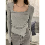 Gothic Irregular Hem Long Sleeve Top - T-Shirts - T-Shirts - 3