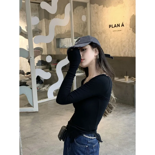 Gothic Irregular Hem Long Sleeve Top - T-Shirts - T-Shirts - 7