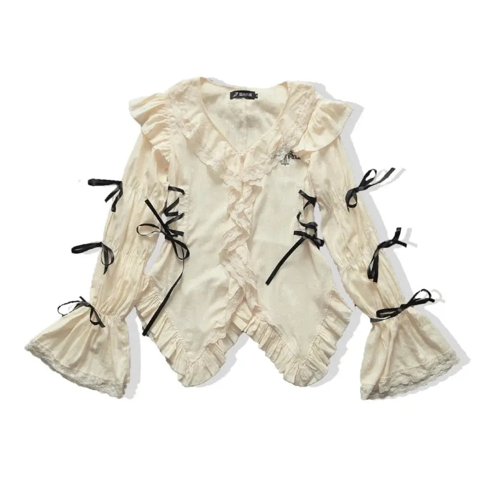 Gothic Lace Blouse – Irregular Harajuku Lolita Top - Tops & Tees - Long - Round - Blouses - 1