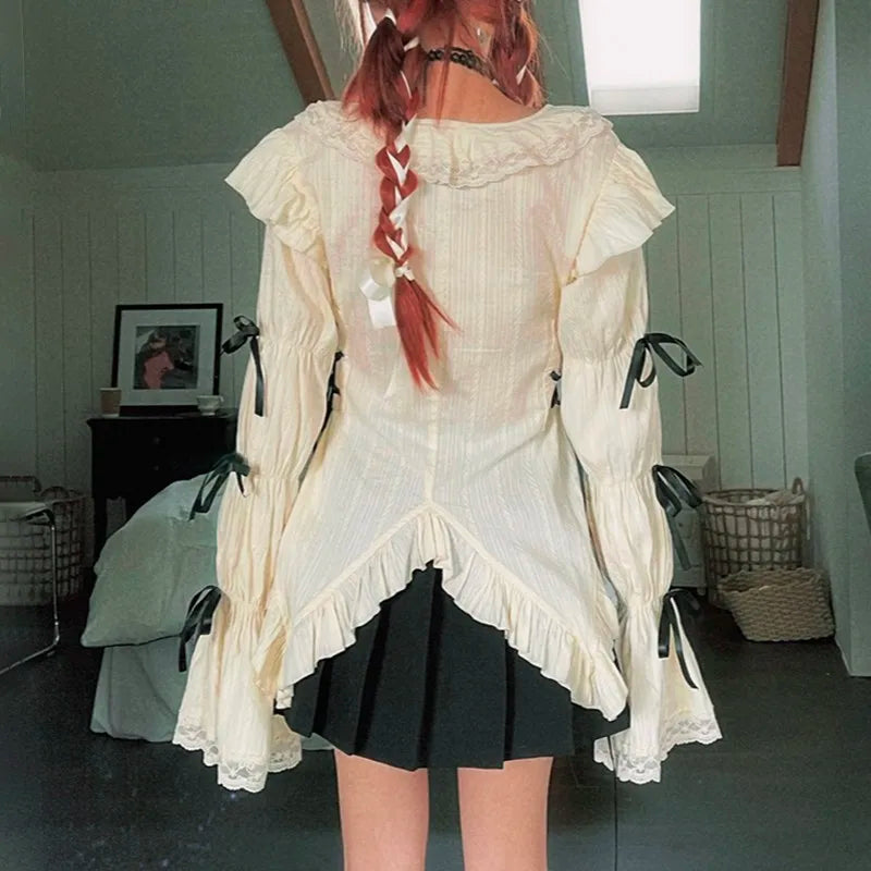 Gothic Lace Blouse – Irregular Harajuku Lolita Top - Tops & Tees - Blouses - 2025 - 4 - Worldwide Shipping