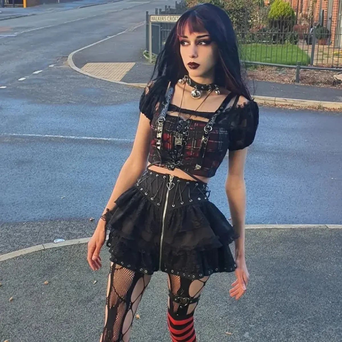Punk Vintage High-Waist Skirt – Kawaii Harajuku Gothic Mini - Bottoms - Short - Skirts - 6