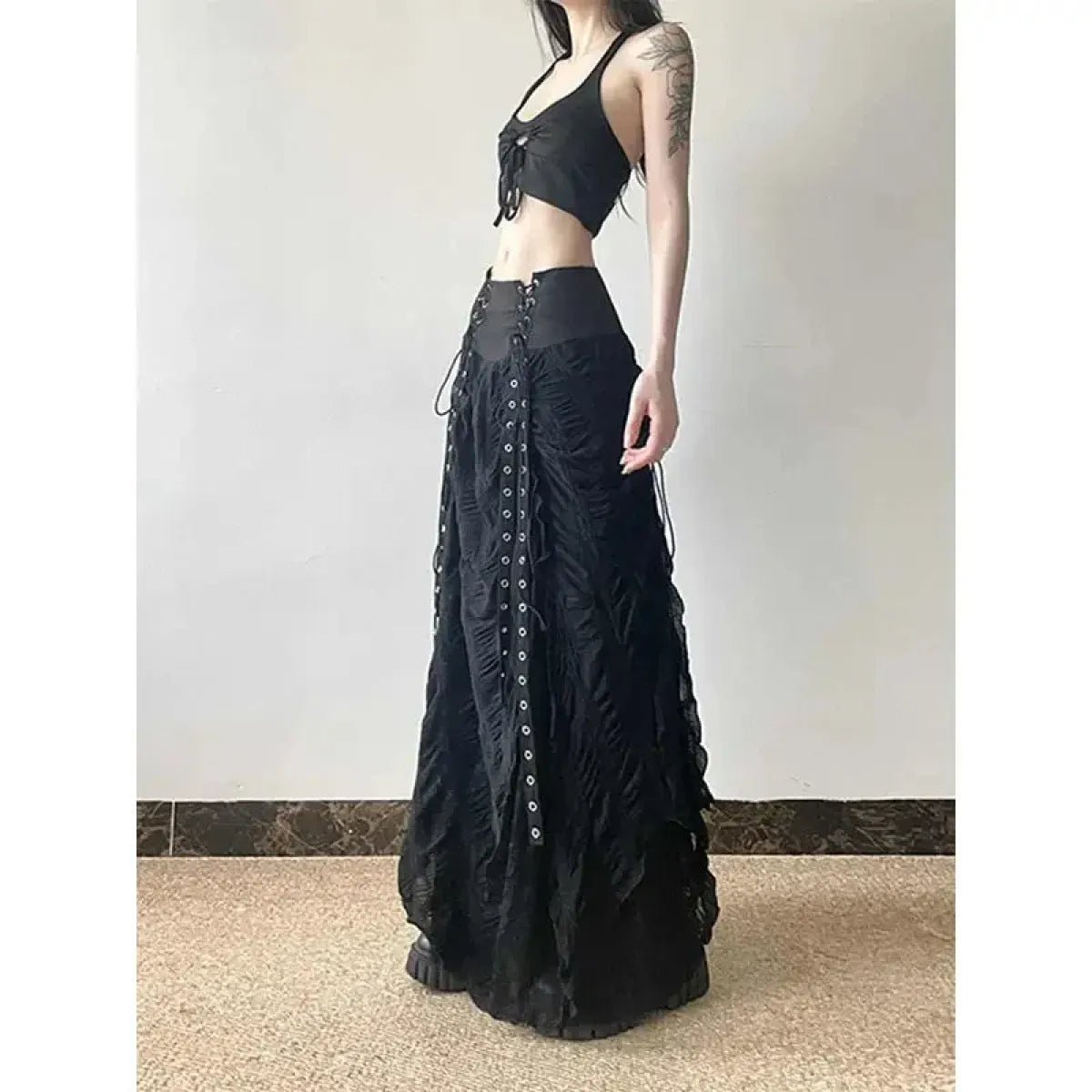 Gothic Lace Patchwork Maxi Skirt - Bottoms - Skirts - 2