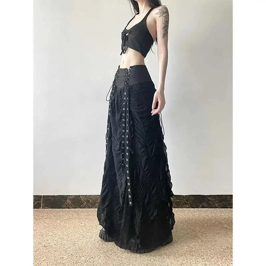 Gothic Lace Patchwork Maxi Skirt - Bottoms - Skirts - 2