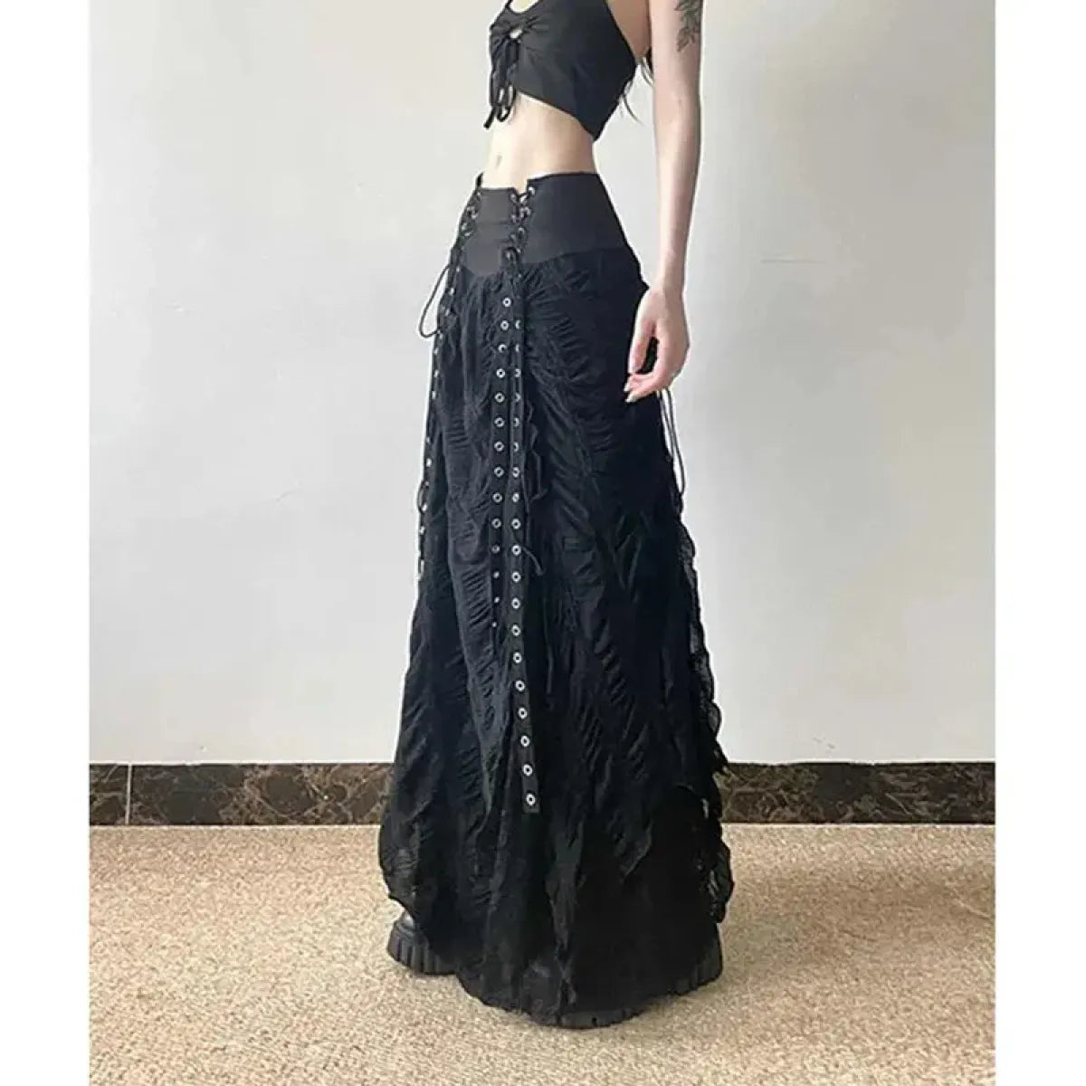 Gothic Lace Patchwork Maxi Skirt - Bottoms - Skirts - 5