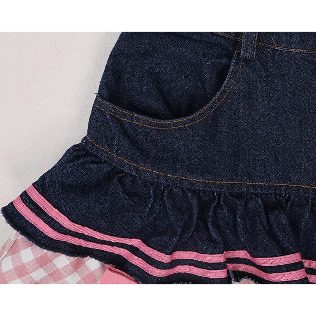 Sweet Mini Denim Skirt - Gothic Lace Plaid Hearts Ruffled Skirt - Bottoms - 4