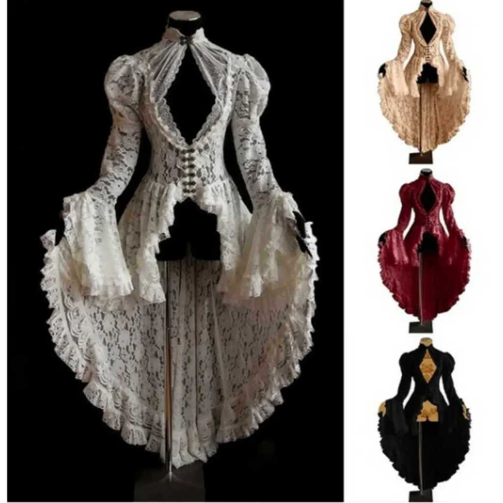 Gothic Lace Renaissance Dress – Vintage Medieval Cosplay - All Dresses - Long - Cosplay - 1
