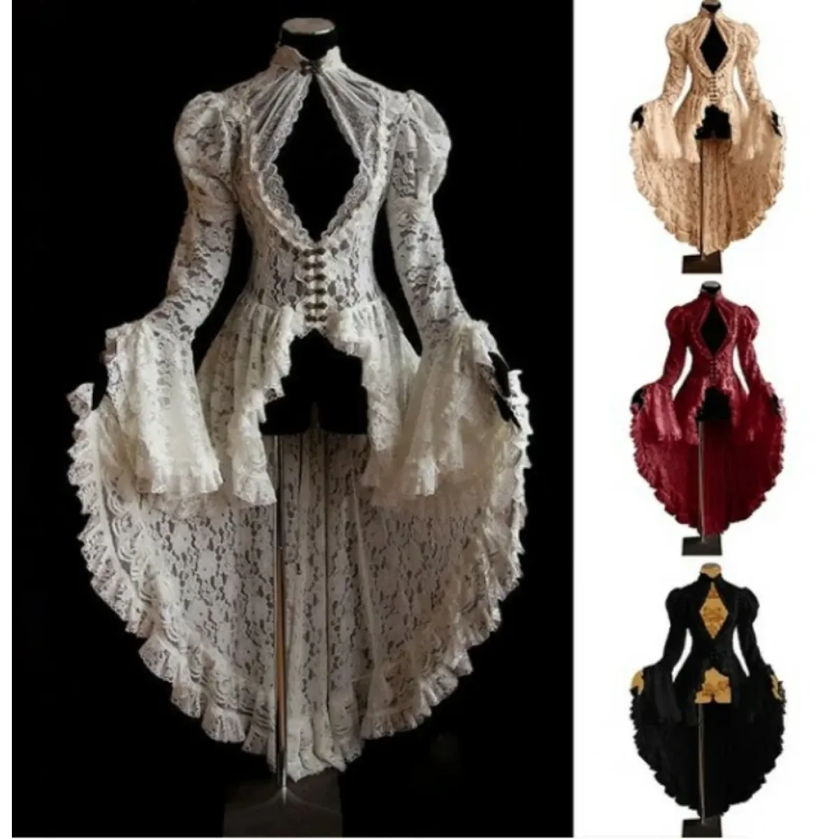 Gothic Lace Renaissance Dress – Vintage Medieval Cosplay - All Dresses - Long - Cosplay - 1