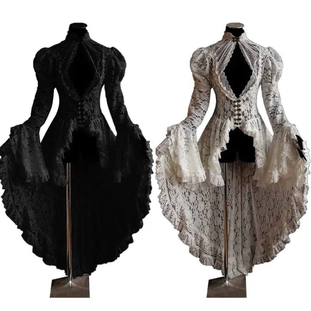 Gothic Lace Renaissance Dress – Vintage Medieval Cosplay - All Dresses - Long - Cosplay - 2