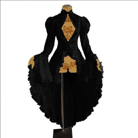 Gothic Lace Renaissance Dress – Vintage Medieval Cosplay - Black / S - All Dresses - Dance Dresses Skirts & Costumes