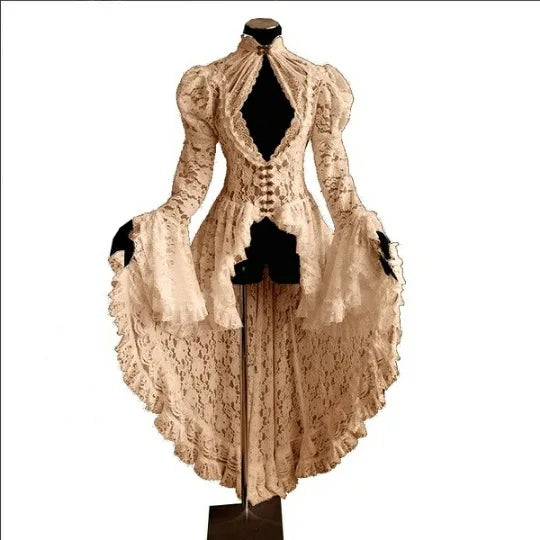 Gothic Lace Renaissance Dress – Vintage Medieval Cosplay - Beige / S - All Dresses - Dance Dresses Skirts & Costumes