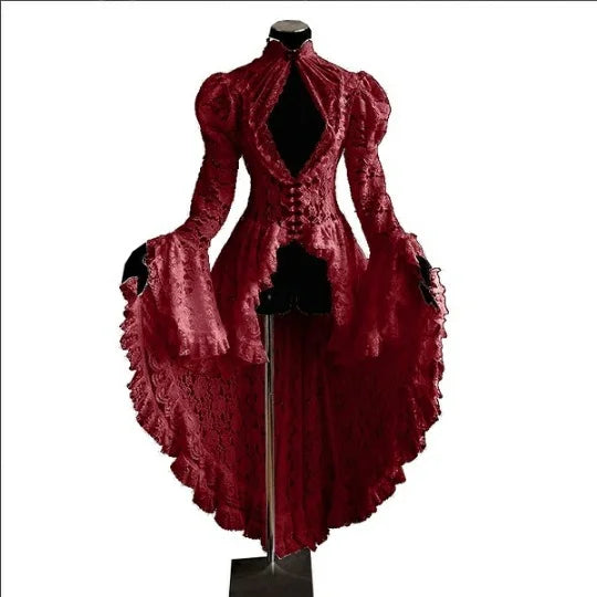 Gothic Lace Renaissance Dress – Vintage Medieval Cosplay - Red / S - All Dresses - Dance Dresses Skirts & Costumes