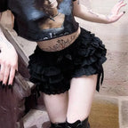 Gothic Lace Shorts - Sweet Bow Ruffle Bloomers - Shorts - 3