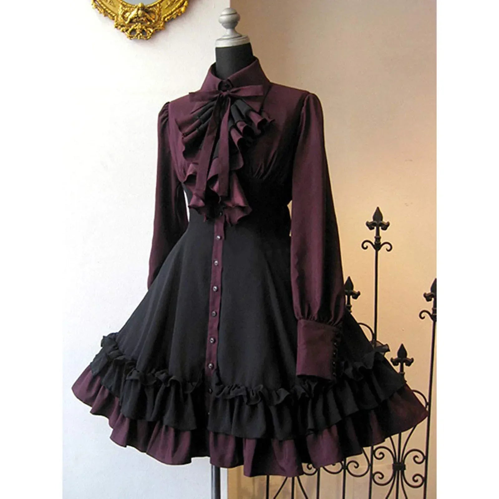 Autumn Elegant Gothic Lolita Dress - Pleated Lace-Up - All Dresses - Dresses - 1 - 2024