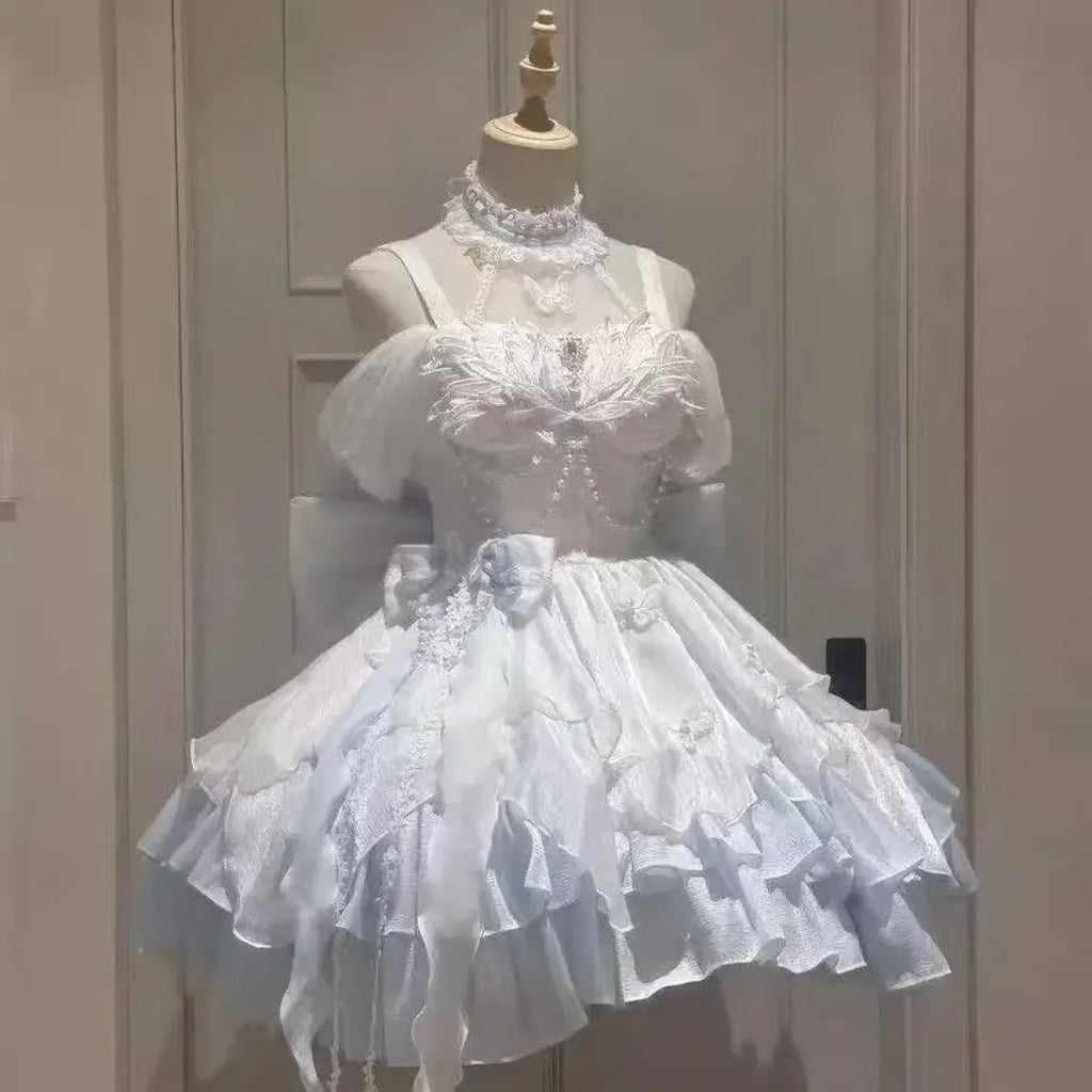 Fairy Ruffle Bow High-Low Gothic Lolita JSK Dress - All Dresses - Lolita Dress - 8