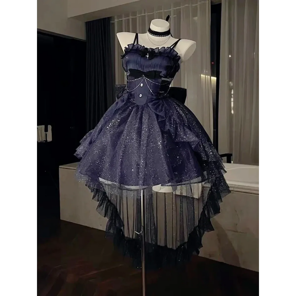 Fairy Ruffle Bow High-Low Gothic Lolita JSK Dress - All Dresses - Lolita Dress - 7