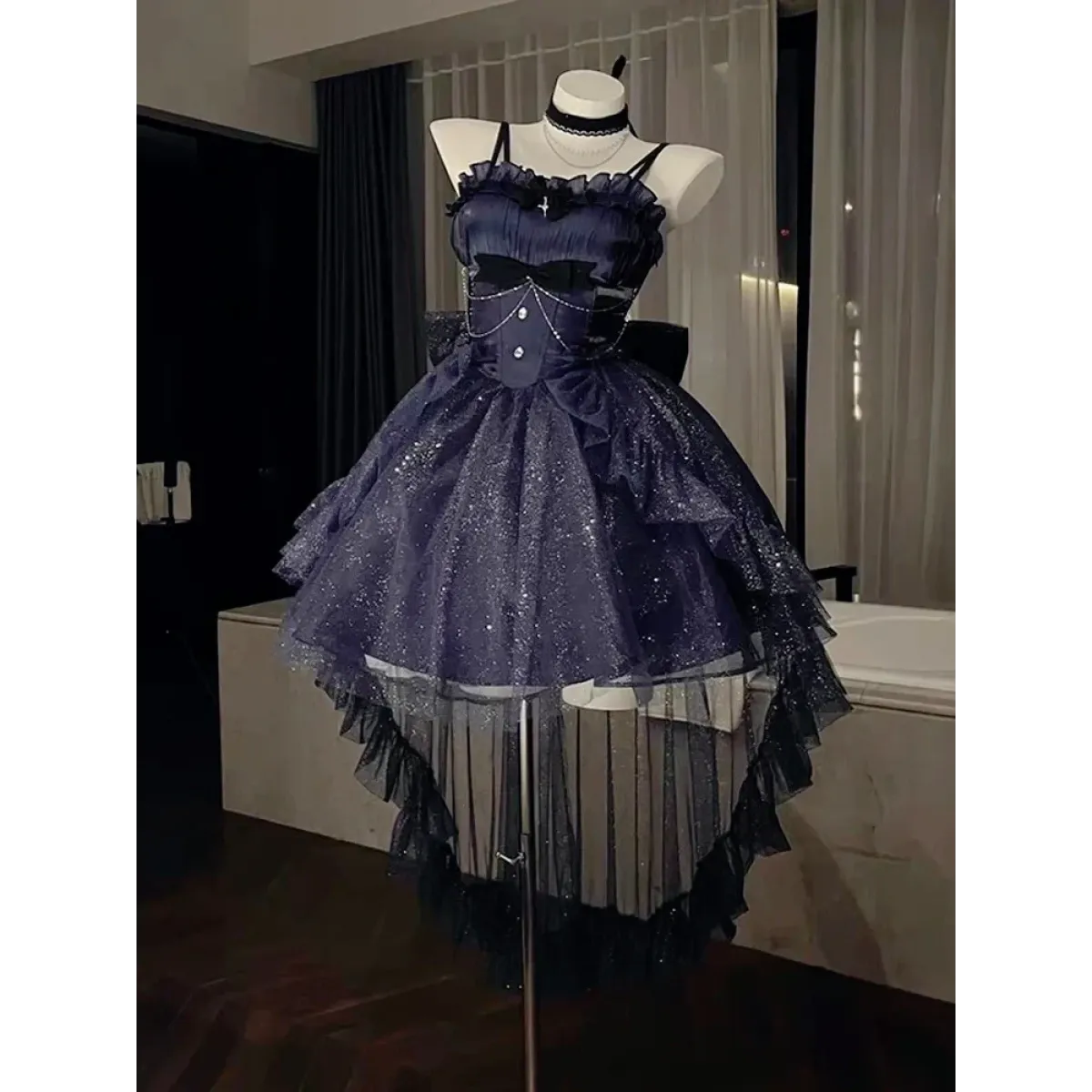 Fairy Ruffle Bow High-Low Gothic Lolita JSK Dress - All Dresses - Lolita Dress - 7