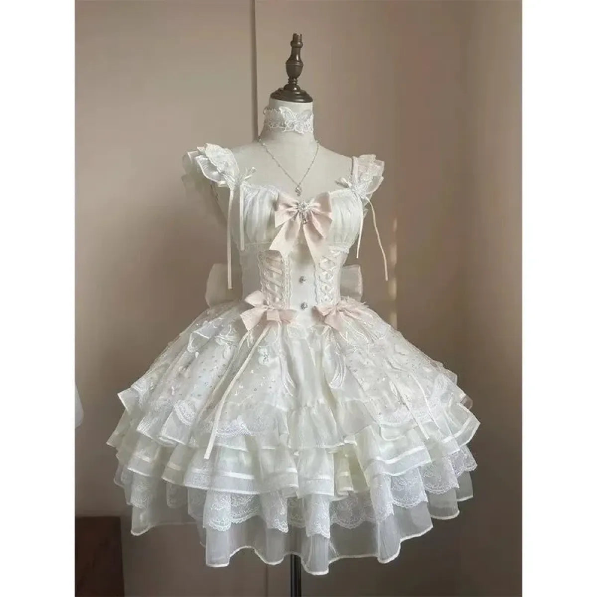 Fairy Ruffle Bow High-Low Gothic Lolita JSK Dress - All Dresses - Lolita Dress - 9