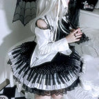 Piano Skirt – Gothic Lolita Polka Dot Lace - Bottoms - Skirts - 1