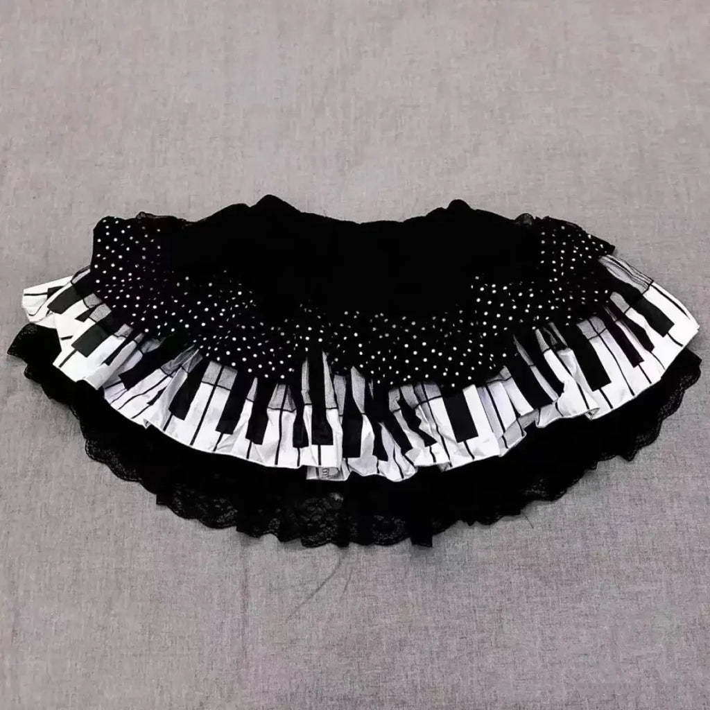 Piano Skirt – Gothic Lolita Polka Dot Lace - Bottoms - Skirts - 7