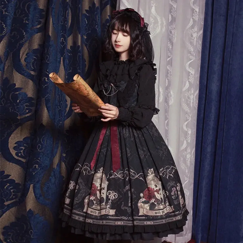 Gothic Lolita Print Dress - All Dresses - Dress - 1