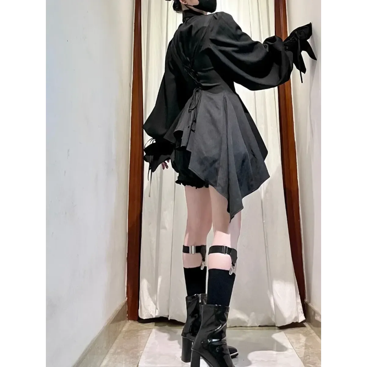 Gothic Lolita Ruffle Asymmetrical Blouse - Women’s Clothing & Accessories - Blouse - 3