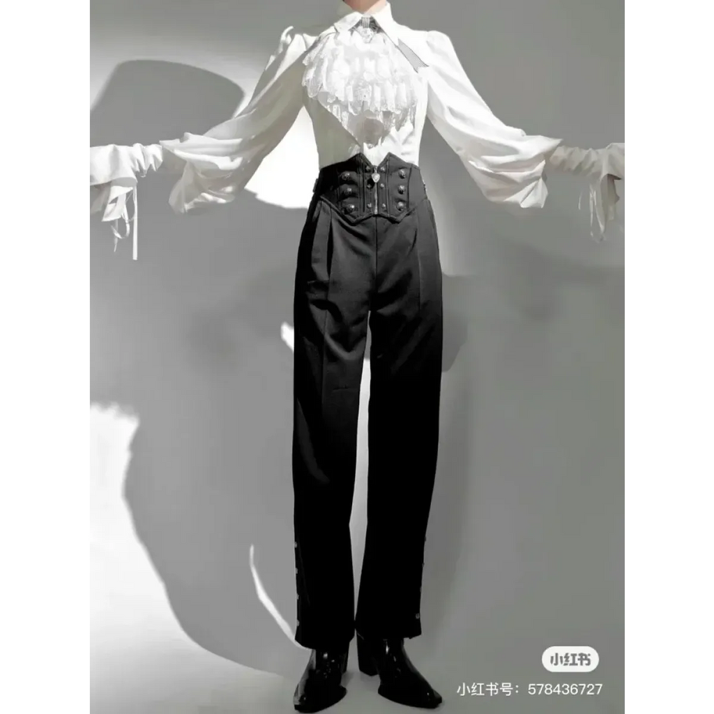 Gothic Lolita Ruffle Asymmetrical Blouse - Women’s Clothing & Accessories - Blouse - 5