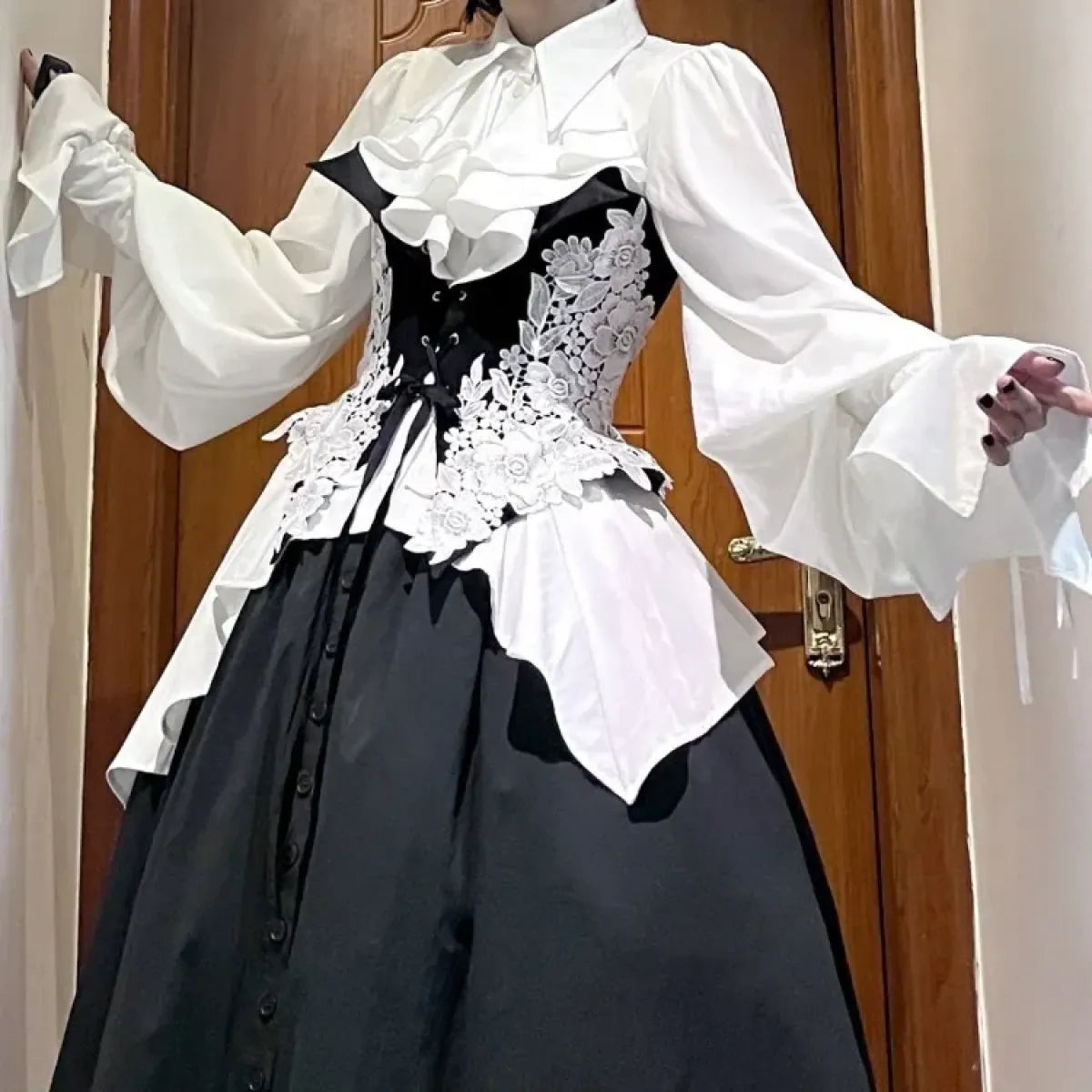 Gothic Lolita Ruffle Asymmetrical Blouse - Women’s Clothing & Accessories - Blouse - 6
