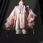 Gothic Lolita Ruffle Blouse – High Neck Lace Lantern Sleeves - Women’s Clothing & Accessories - Long - Shirt - Blouses