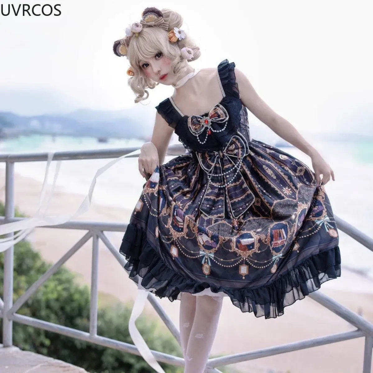 Victoria Vintage Gothic Lolita Star Bow JSK Dress - All Dresses - 3