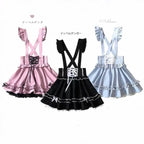Gothic Lolita Suspender Skirt – Ruffle Lace Bow Mini Skirt - Bottoms - Short - V-neck - Skirts - 1