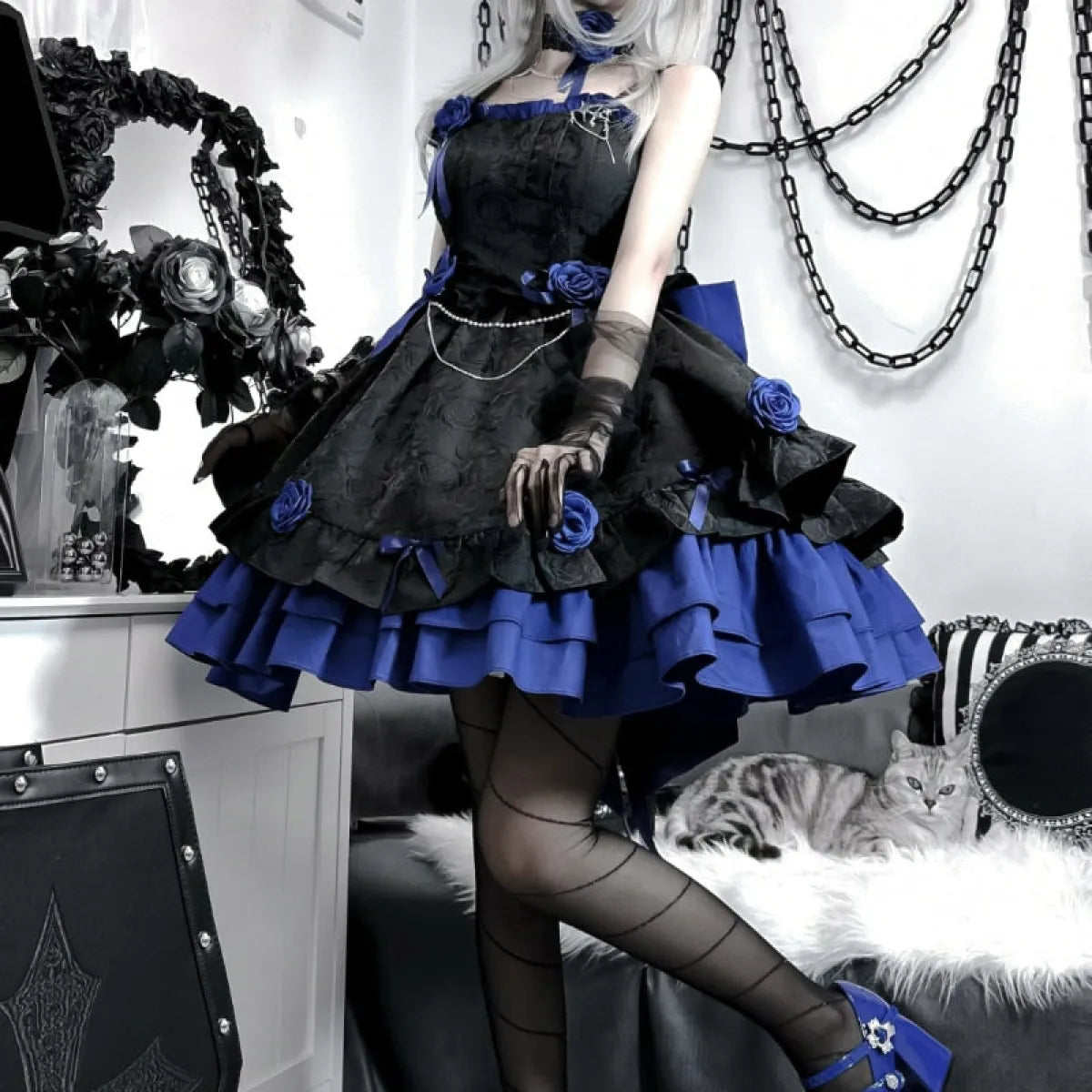 Dark Victorian Gothic Lolita Rose Dress - All Dresses - 1