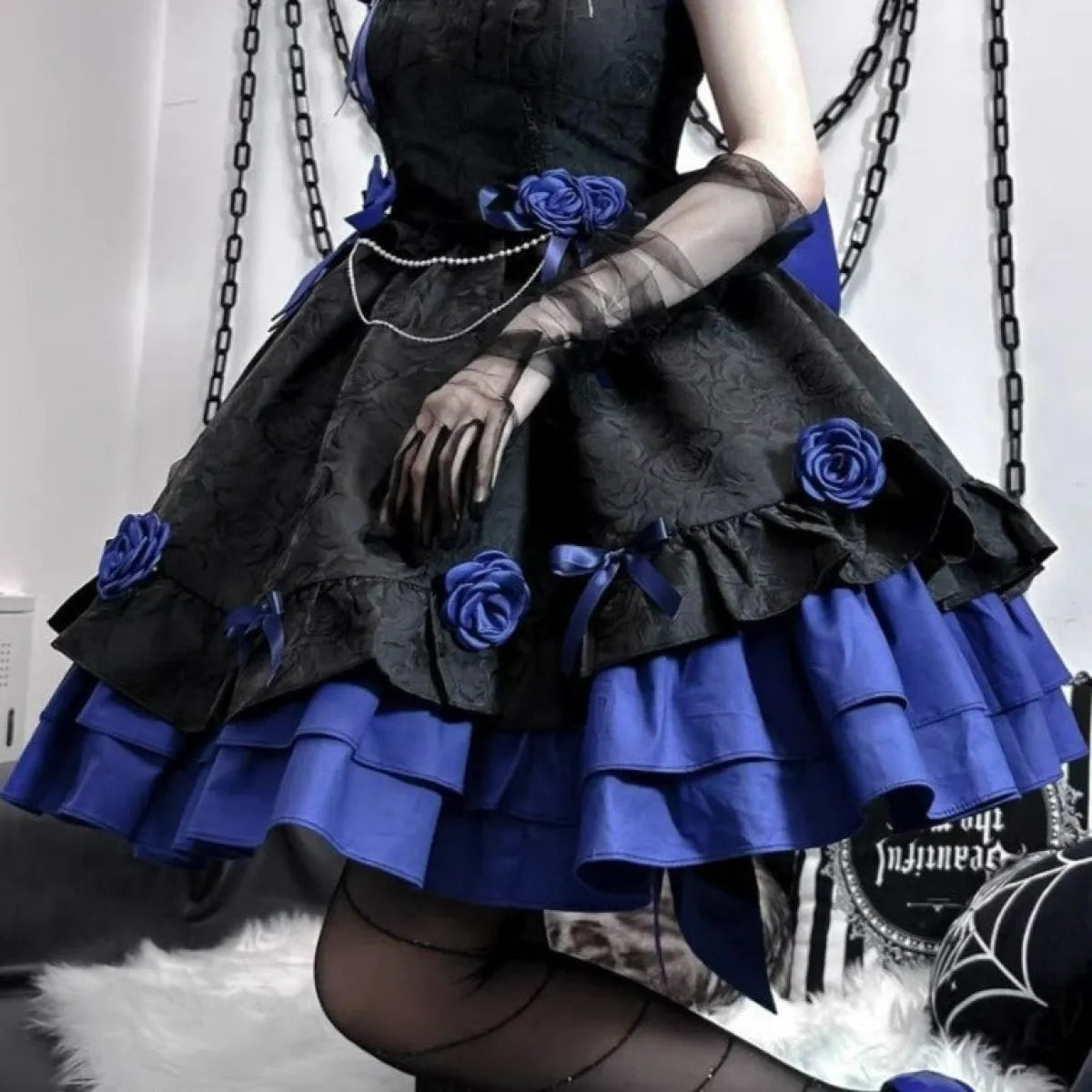 Dark Victorian Gothic Lolita Rose Dress - All Dresses - 3