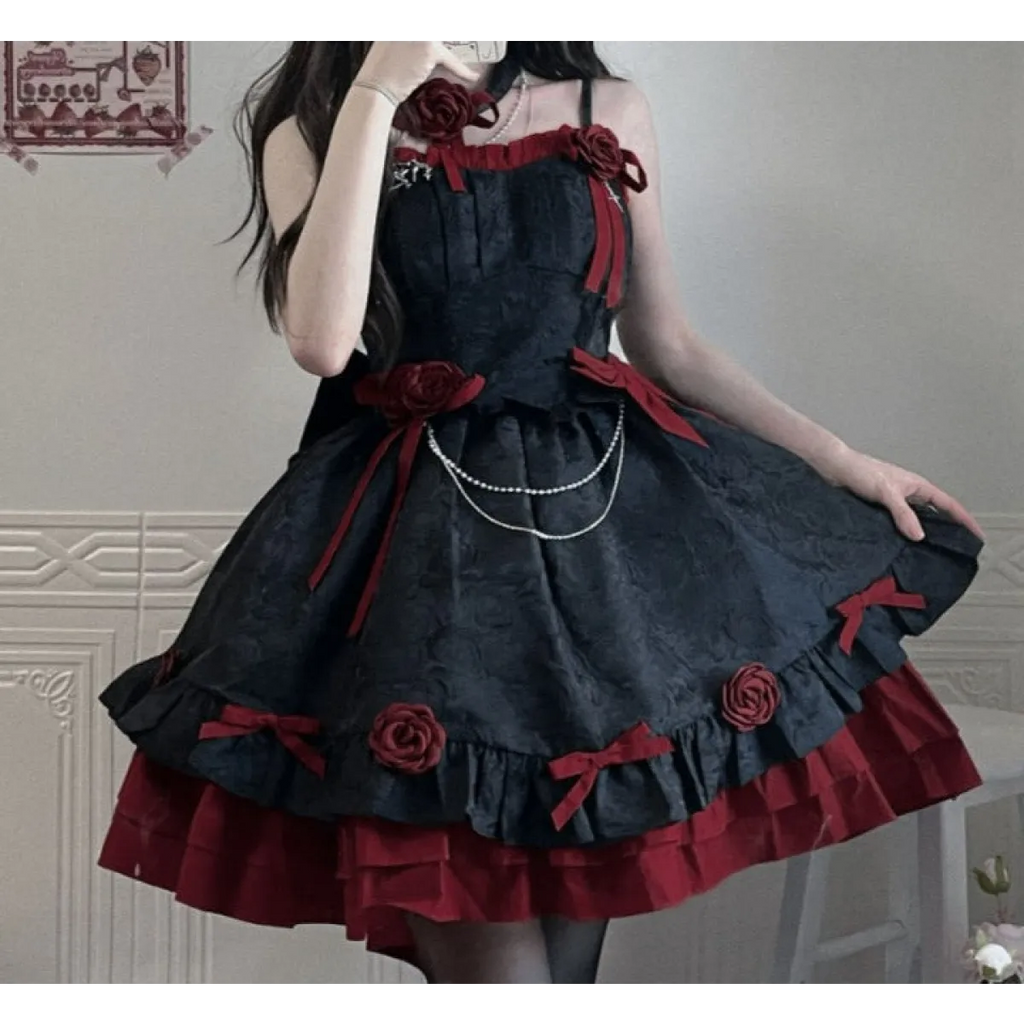 Dark Victorian Gothic Lolita Rose Dress - All Dresses - 6