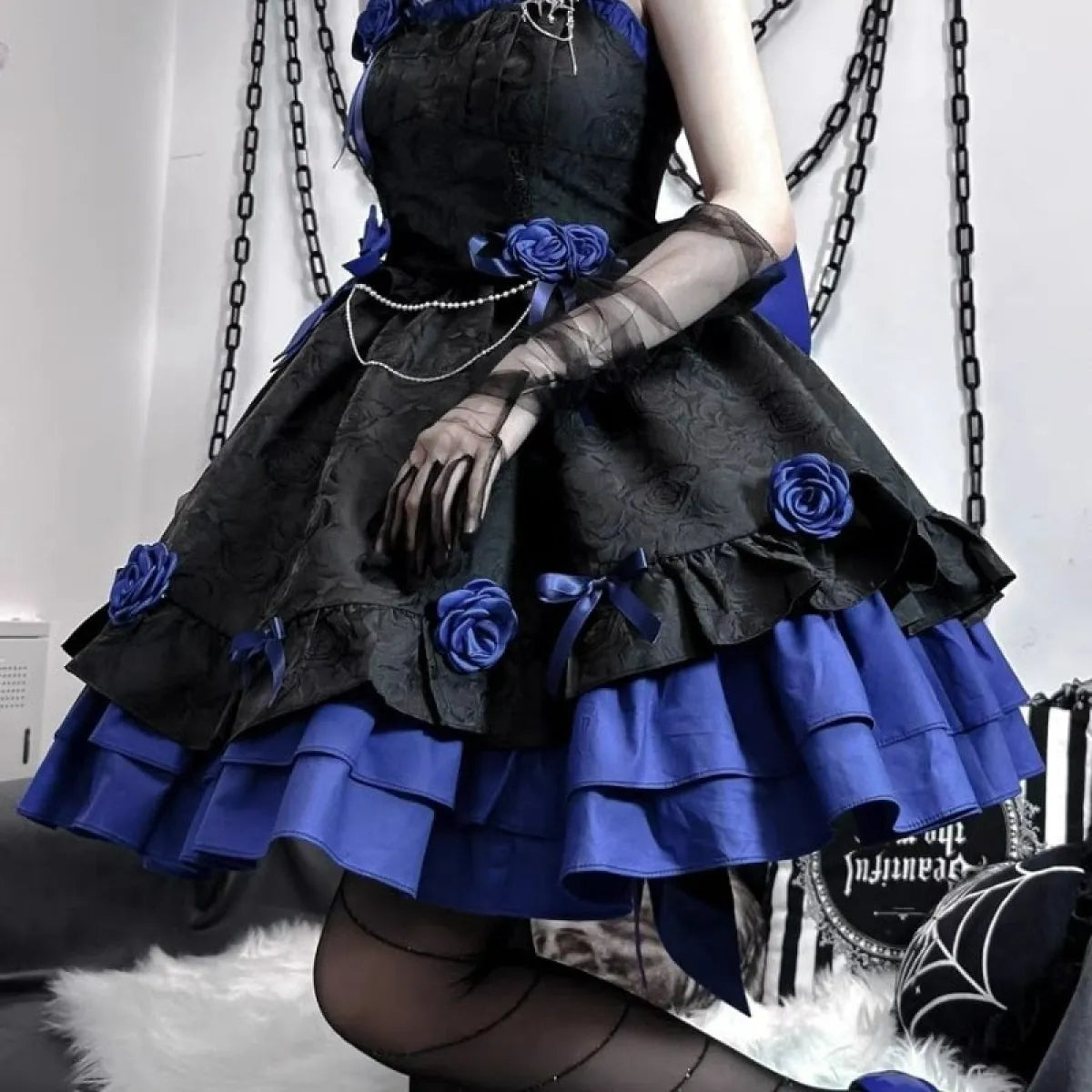 Dark Victorian Gothic Lolita Rose Dress - All Dresses - 7