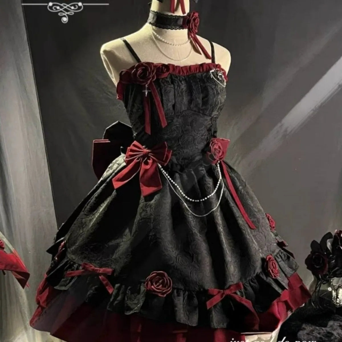 Dark Victorian Gothic Lolita Rose Dress - All Dresses - 8