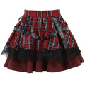 Gothic Plaid Punk Skirt – Harajuku Lace Layered Mini Skirt Cosplay - Bottoms - Skirts - 8