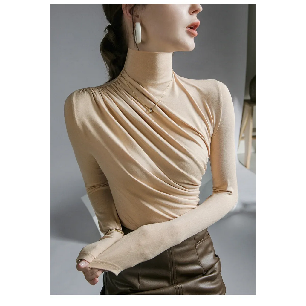 Gothic Pleated Turtleneck Top - Tops & Tees - Tops - 10