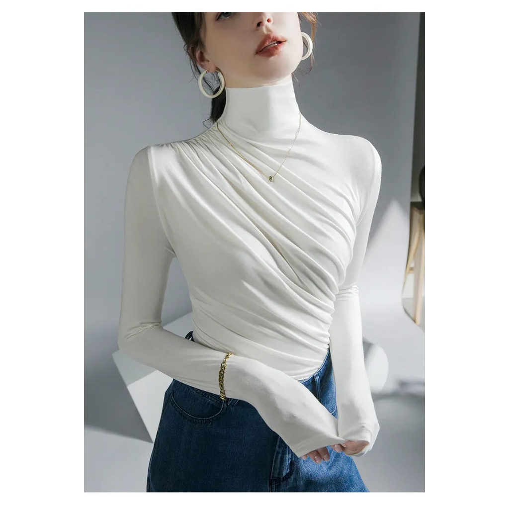Gothic Pleated Turtleneck Top - Tops & Tees - Tops - 12