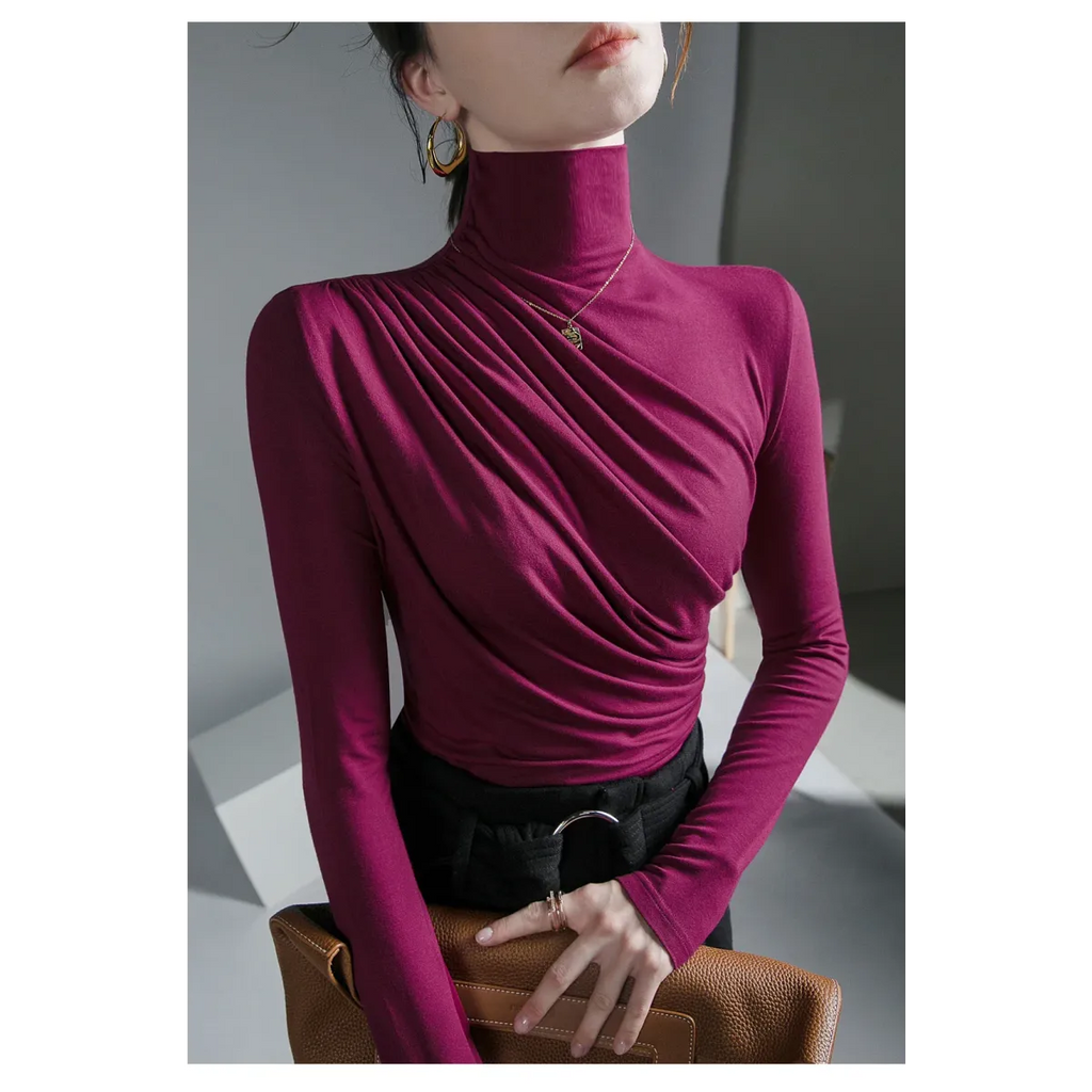 Gothic Pleated Turtleneck Top - Tops & Tees - Tops - 16