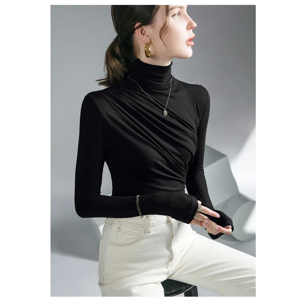 Gothic Pleated Turtleneck Top - Tops & Tees - Tops - 19