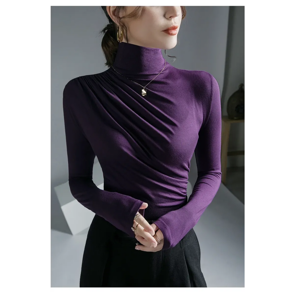 Gothic Pleated Turtleneck Top - Tops & Tees - Tops - 22