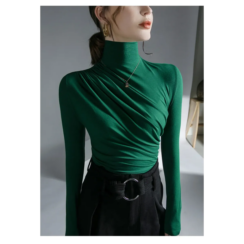 Gothic Pleated Turtleneck Top - Tops & Tees - Tops - 25