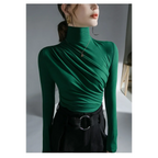 Gothic Pleated Turtleneck Top - Tops & Tees - Tops - 25