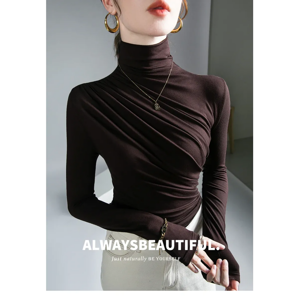 Gothic Pleated Turtleneck Top - Tops & Tees - Tops - 3