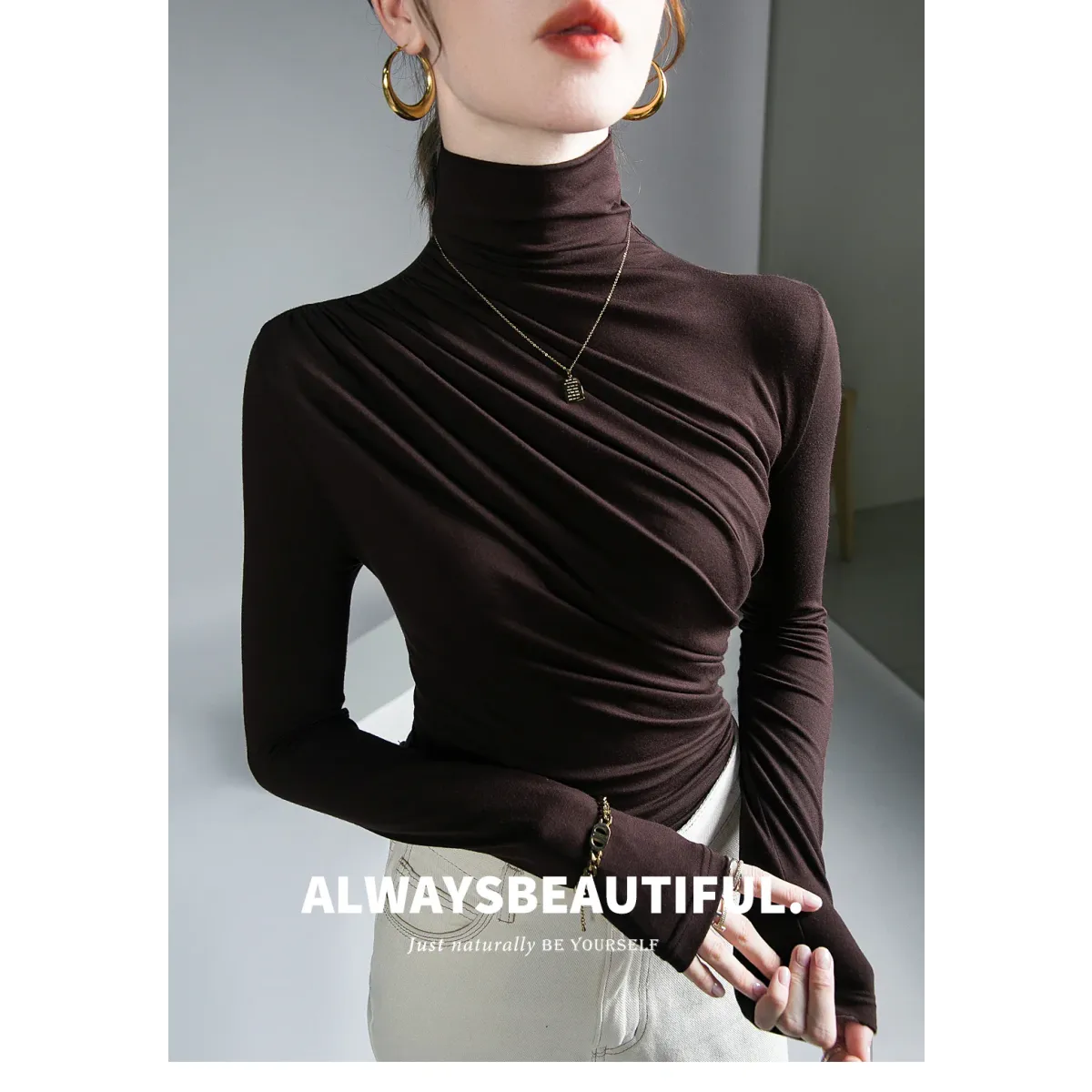 Gothic Pleated Turtleneck Top - Tops & Tees - Tops - 3