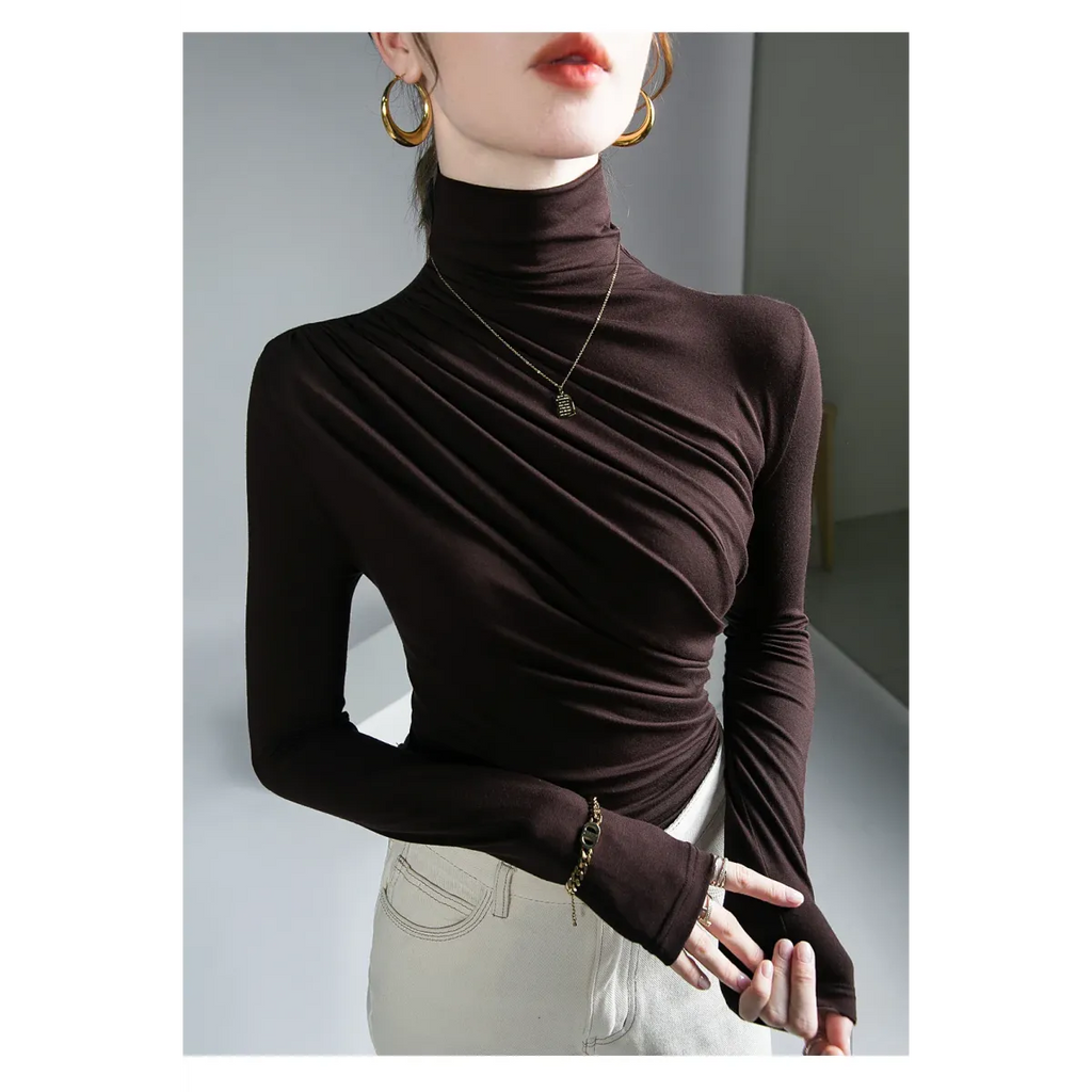 Gothic Pleated Turtleneck Top - Tops & Tees - Tops - 4