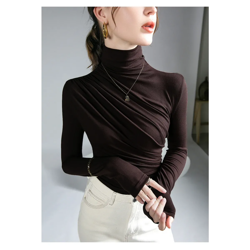 Gothic Pleated Turtleneck Top - Tops & Tees - Tops - 5