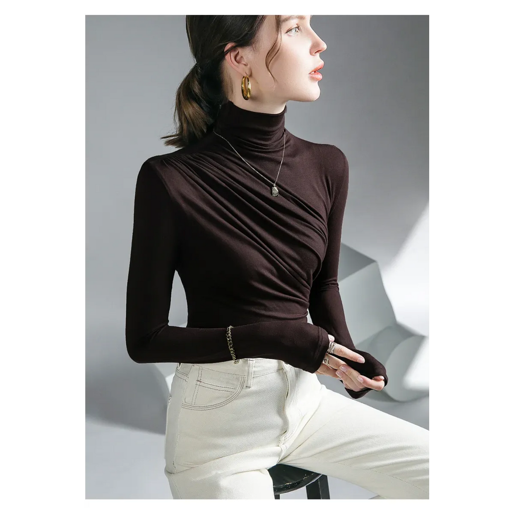 Gothic Pleated Turtleneck Top - Tops & Tees - Tops - 6