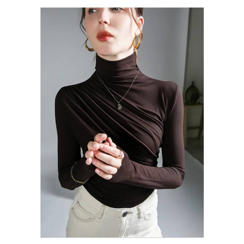 Gothic Pleated Turtleneck Top - Tops & Tees - Tops - 7